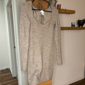 Tan women’s sweater dress from H&M, with tags.